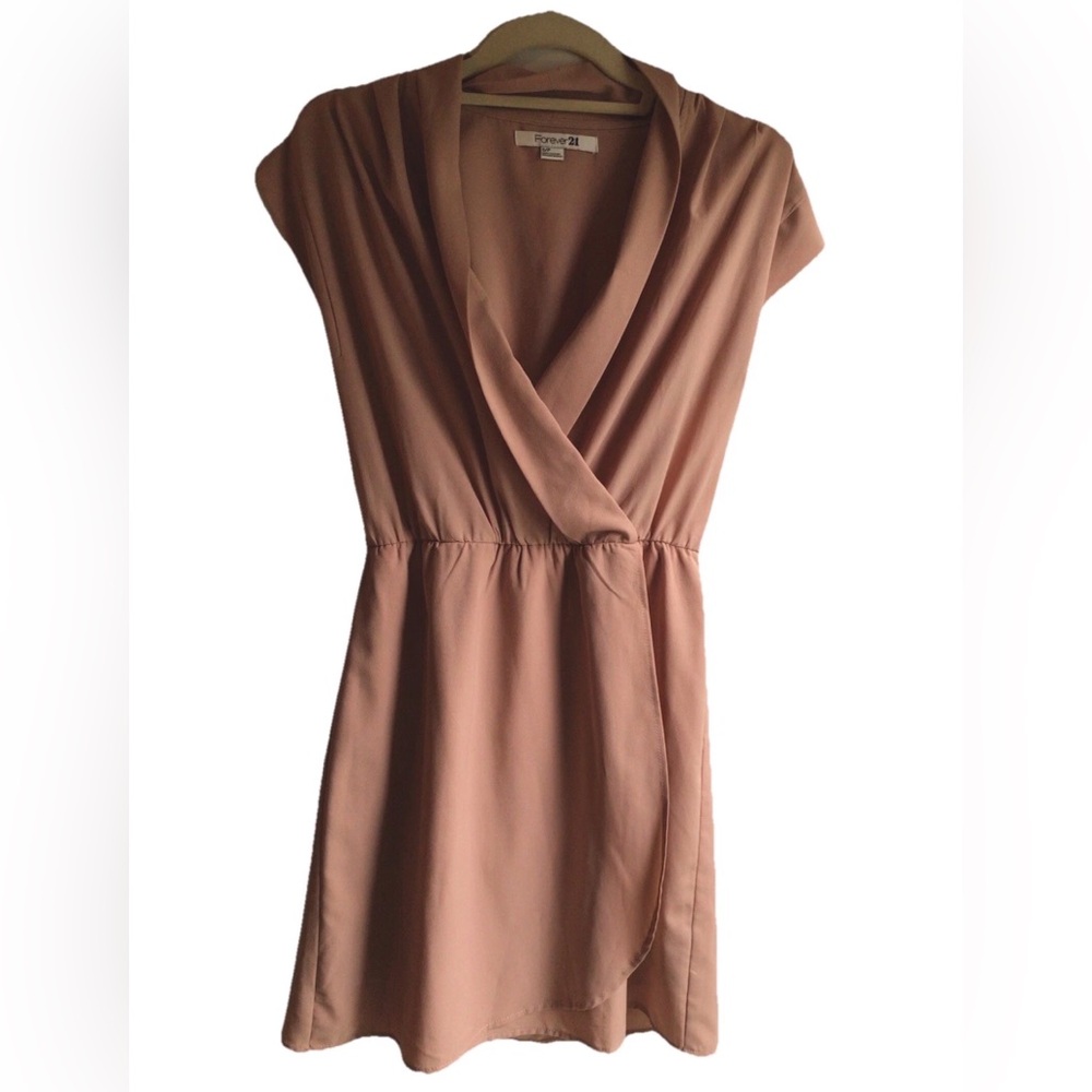 Forever 21 Women’s  S/P Small Petite Blush Pink Faux Wrap Mini Dress Cap Sleeve